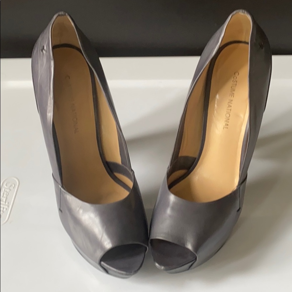 Costume National Blue Gray Leather Platform size 7